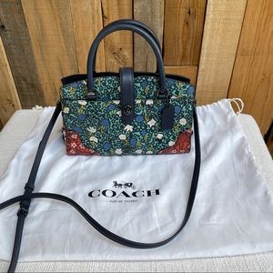 COACH MERCER SATCHEL FLORAL PRINTED LEATHER